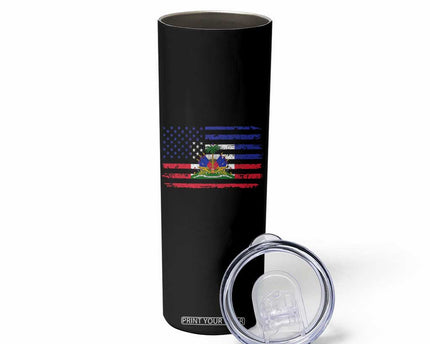 American Haitian Haiti USA Flag Skinny Tumbler