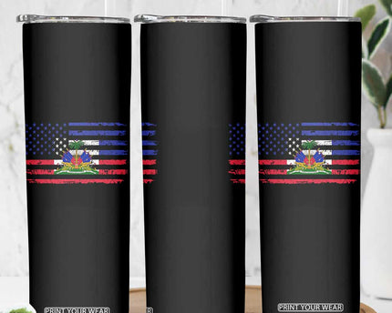 American Haitian Haiti USA Flag Skinny Tumbler