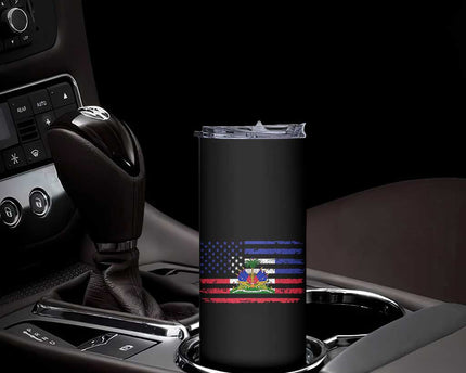 American Haitian Haiti USA Flag Skinny Tumbler