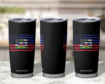 American Haitian Haiti USA Flag Tumbler Cup