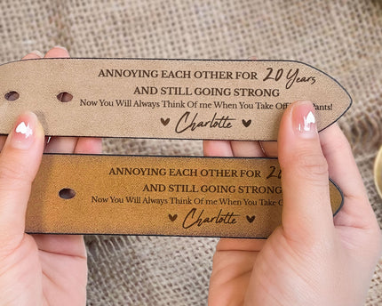 Annoying Each Other For Many Years - Personalized Engraved Leather Belt