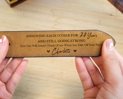 Annoying Each Other For Many Years - Personalized Engraved Leather Belt