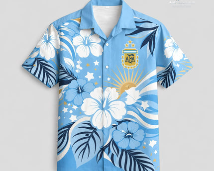 Argentina World Cup 2026 Floral Hawaiian Shirt