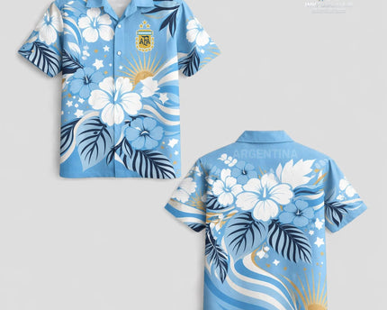 Argentina World Cup 2026 Floral Hawaiian Shirt
