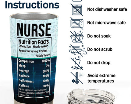 Nurse Nutrition Facts - Gift For Nurses - Personalized Custom Tumbler