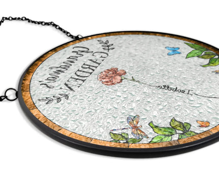 Birth Flower Grandma's Garden - Personalized Stained Glass Window Hanging Suncatcher