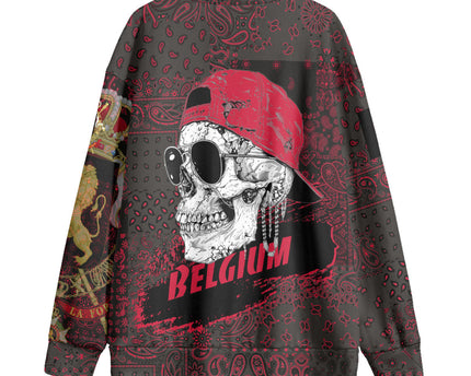 Belgium Fleece Cardigan Paisley Flag And Skull Style