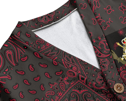 Belgium Fleece Cardigan Paisley Flag And Skull Style