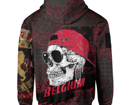 Belgium Hoodie Paisley Flag And Skull Style