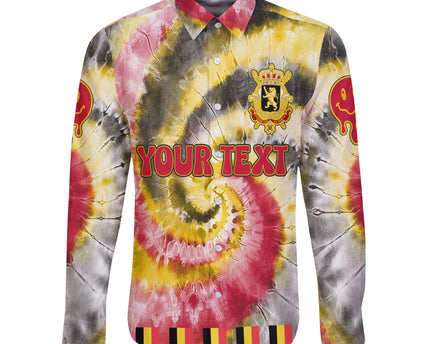 Belgium Long Sleeve Button Shirt Custom Tie Dye Style