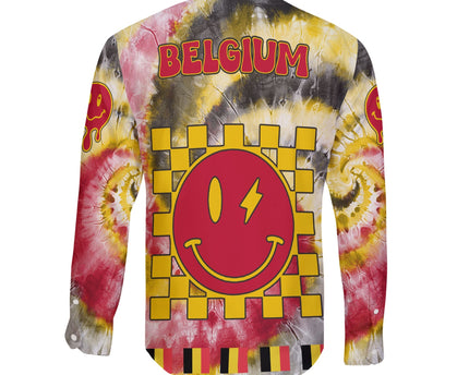 Belgium Long Sleeve Button Shirt Custom Tie Dye Style