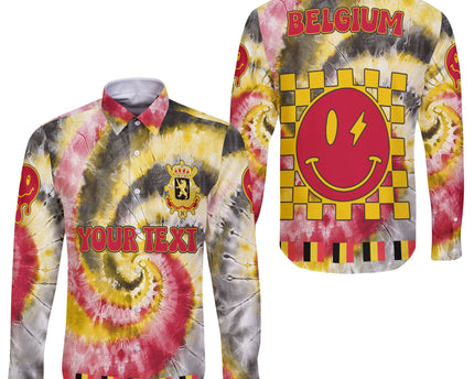 Belgium Long Sleeve Button Shirt Custom Tie Dye Style