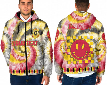 Belgium Men Hooded Padded Jacket Custom Tie Dye Style