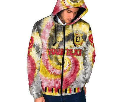Belgium Men Hooded Padded Jacket Custom Tie Dye Style