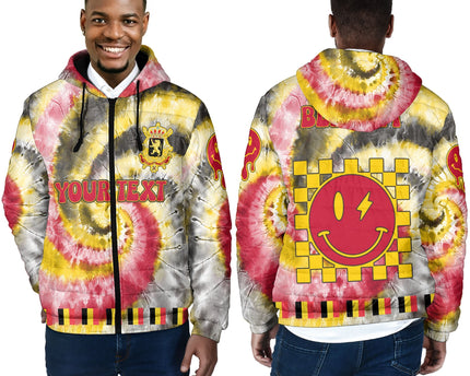 Belgium Men Hooded Padded Jacket Custom Tie Dye Style