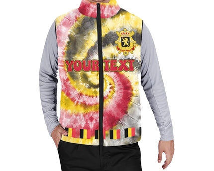 Belgium Men Padded Jacket Vest Custom Tie Dye Style