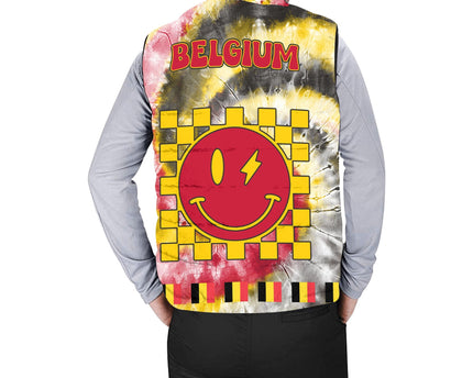Belgium Men Padded Jacket Vest Custom Tie Dye Style