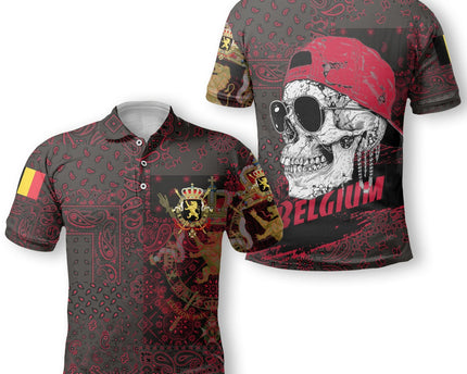 Belgium Polo Shirt Paisley Flag And Skull Style