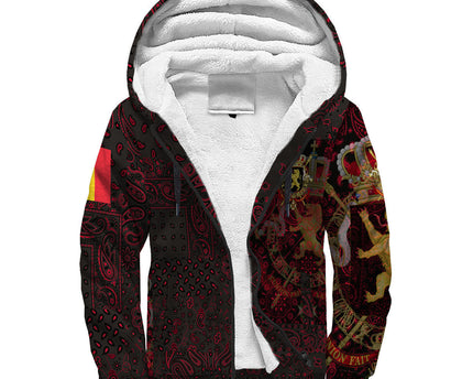 Belgium Sherpa Hoodie Paisley Flag And Skull Style