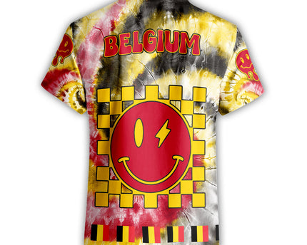 Belgium Short Sleeve Shirt Custom Tie Dye Style