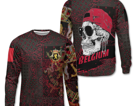 Belgium Sweatshirt Paisley Flag And Skull Style