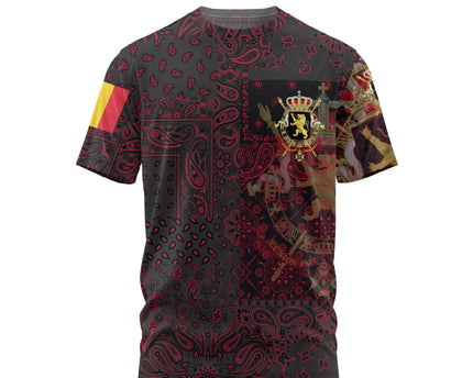 Belgium T Shirt Paisley Flag And Skull Style