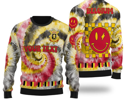 Belgium Ugly Sweater Custom Tie Dye Style