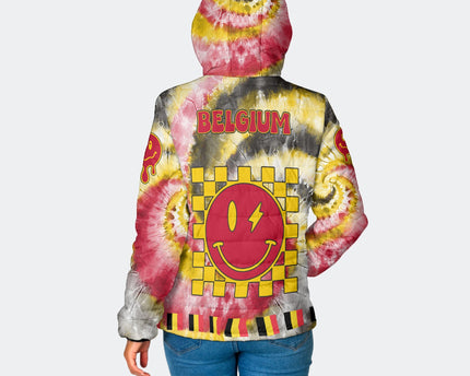 Belgium Women Hooded Padded Jacket Custom Tie Dye Style