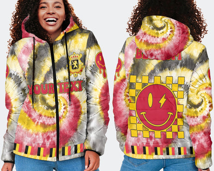 Belgium Women Hooded Padded Jacket Custom Tie Dye Style