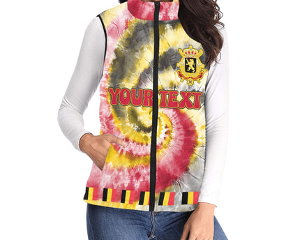 Belgium Women Padded Jacket Vest Custom Tie Dye Style