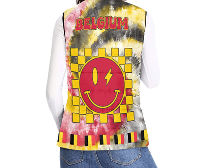 Belgium Women Padded Jacket Vest Custom Tie Dye Style