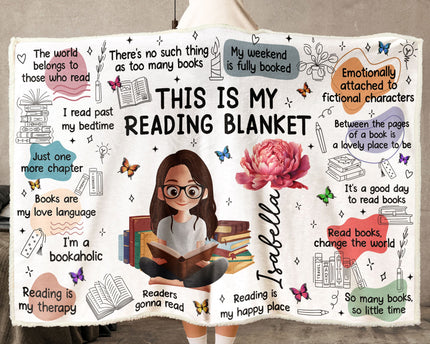 Birth Flower Book Lovers, Books Quotes - Personalized Wearable Blanket Hoodie