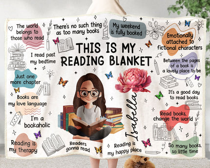 Birth Flower Book Lovers, Books Quotes - Personalized Wearable Blanket Hoodie
