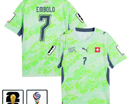 Breel Embolo Switzerland National Team 2026 x World Cup Patch Away Jersey - Green