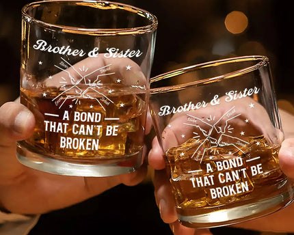 Brothers A Bond That Can't Be Broken - Personalized Whiskey Glass