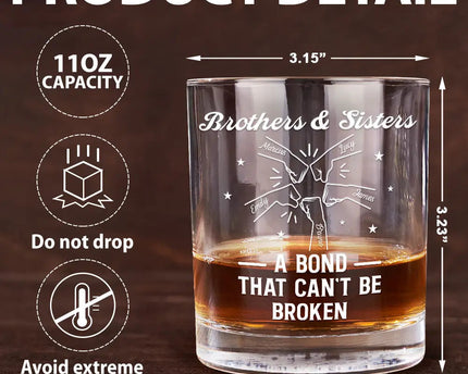 Brothers A Bond That Can't Be Broken - Personalized Whiskey Glass