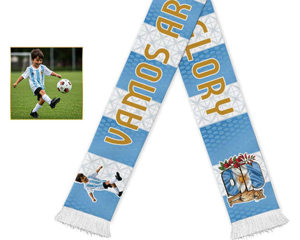 Custom Photo Name Argentina Soccer Scarf Football Albiceleste Fan