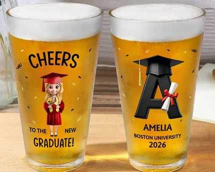 Cheers To The New Graduate - Personalized Beer Glass