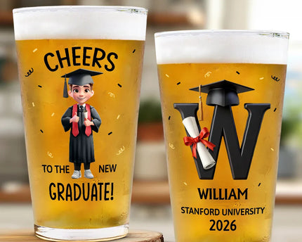 Cheers To The New Graduate - Personalized Beer Glass