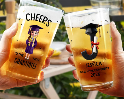 Cheers To The New Graduate - Personalized Beer Glass