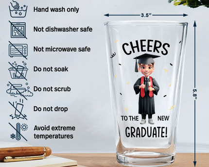 Cheers To The New Graduate - Personalized Beer Glass