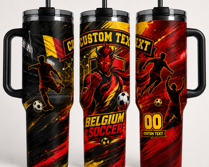 Custom Belgium 2026 Football 40oz Tumbler Sport Style