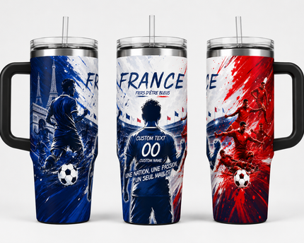 Custom France 2026 Football 40oz Tumbler Sport Style