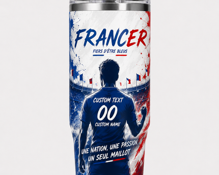 Custom France 2026 Football 40oz Tumbler Sport Style