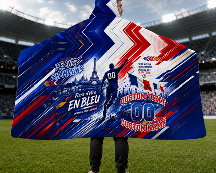 Custom France 2026 Football Hooded Blanket Sport Style