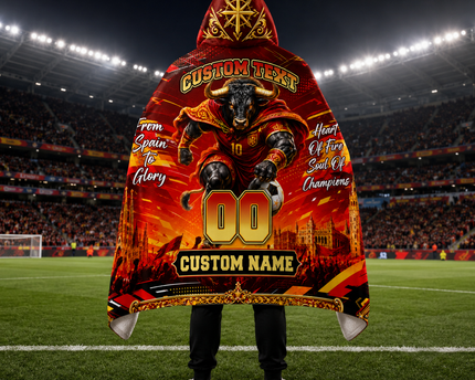 Custom Spain 2026 Football Hooded Blanket Sport Style
