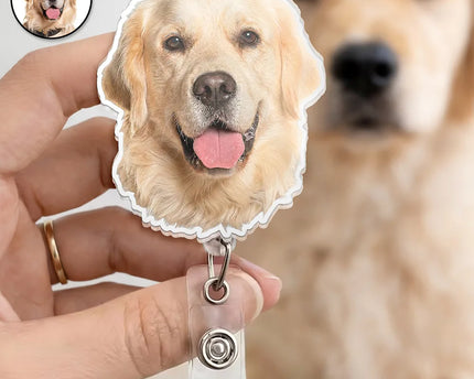 Custom Photo Funny Dog Cat Person Face - Personalized Badge Reel