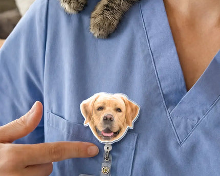 Custom Photo Funny Dog Cat Person Face - Personalized Badge Reel