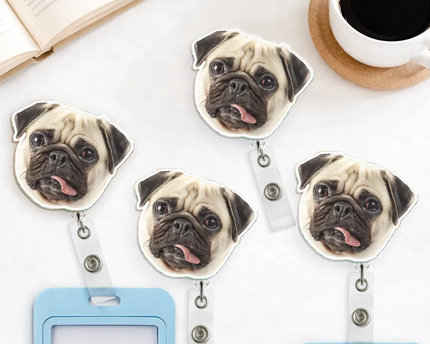 Custom Photo Funny Dog Cat Person Face - Personalized Badge Reel