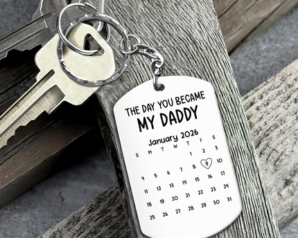 Custom Baby Photo Sketch Line Art Father's Day Gift For New Dad, Husband - Personalized Keychain